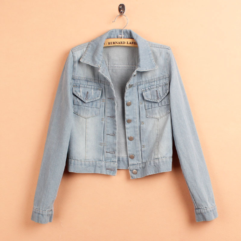 Free shipping Denim long-sleeve short jacket slim short design multi-button denim top 2013 women's spring gx213