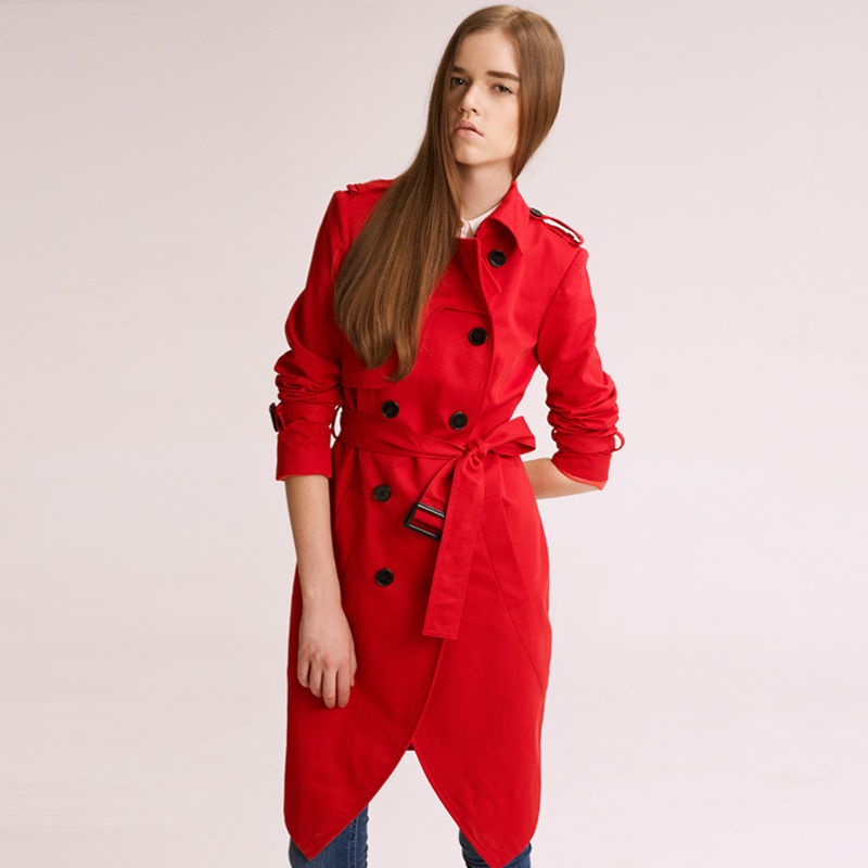 Free shipping Desir . 5076 2012 autumn fashion classic dovetail sweep slim double breasted trench long design female outerwear