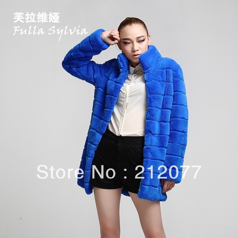 free shipping DHL 2013 new style fashion rex rabbit fleece stand collar medium-long fur