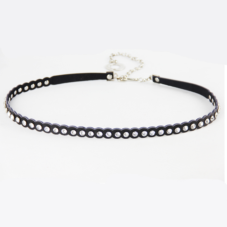 Free shipping Diamond decoration thin belt women's genuine leather belt lanyards decoration belt