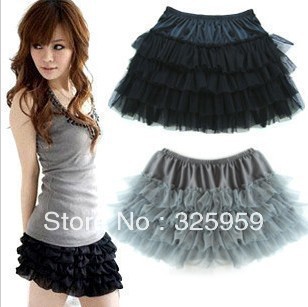 Free shipping discount wholesale sexy fashion four layer net gauze mesh ball gown pleated dress shirt miniskirt