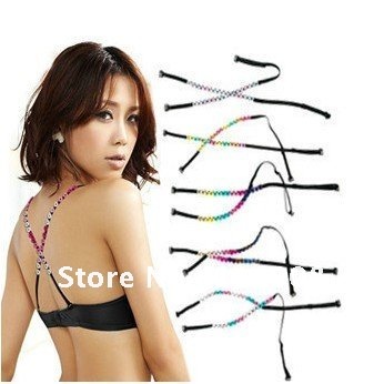 Free Shipping DIY sexy bra strap,extendable shoulder strap width 0.7cm mix-olor buttons,women shoulder belt,lady bra accessory.
