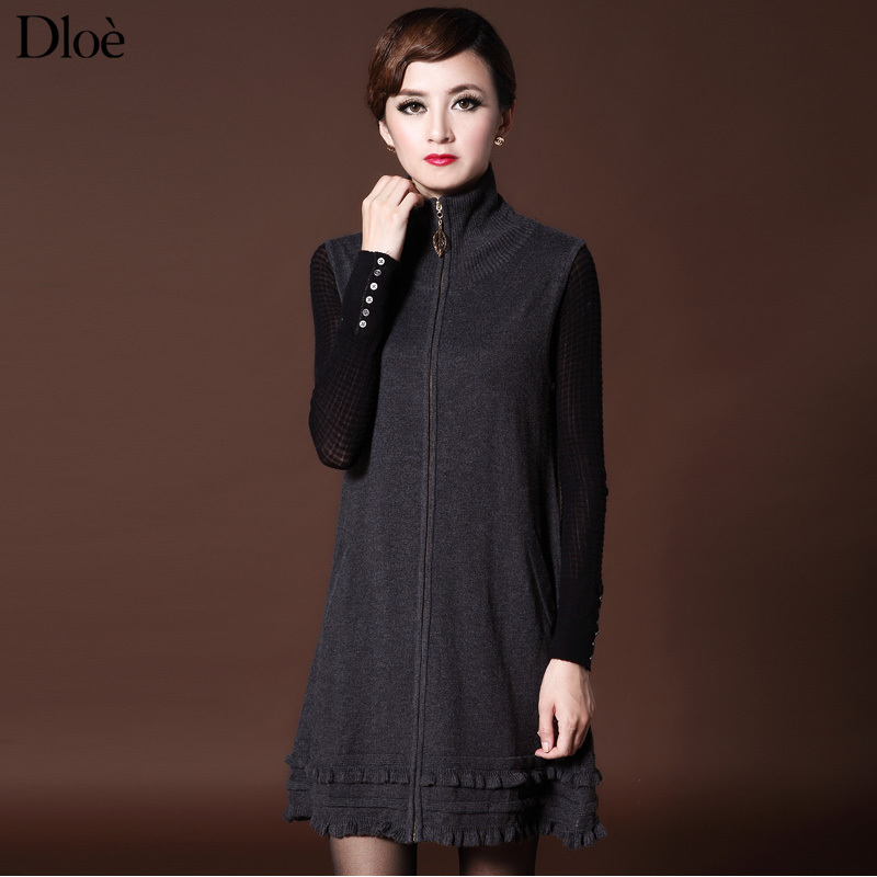 free shipping Dloe fashion sweater medium-long fashion stand collar cardigan 2012 spring and autumn women's