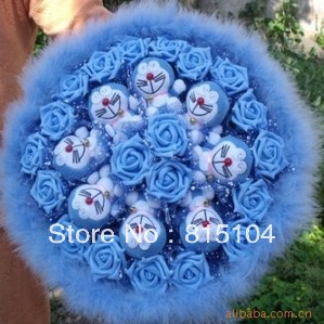 Free Shipping Doll creative cartoon Doraemon bouquet natural crafts dried flowers fake bouquet W314