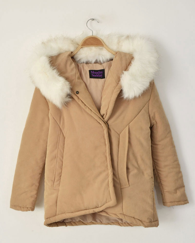 Free Shipping Doll fur collar hooded thickening wadded jacket cotton-padded jacket female outerwear 2 wholesale