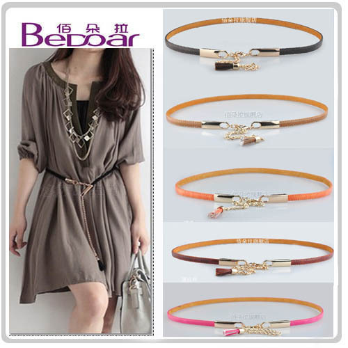 Free Shipping Dora fashion chromophous japanned leather tassel belly chain high quality exquisite women's strap