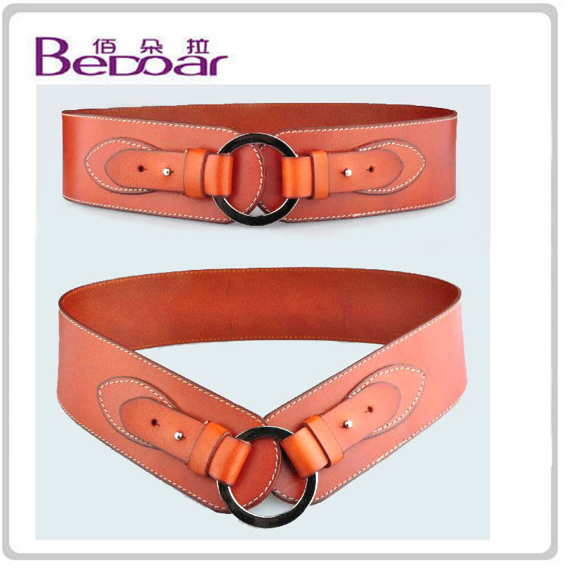 Free Shipping Dora fashion first layer of cowhide genuine leather strap wide belt round buckle cummerbund