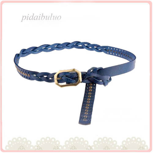 Free Shipping Dora fashion first layer of cowhide knitted belt tieclasps genuine leather women's strap