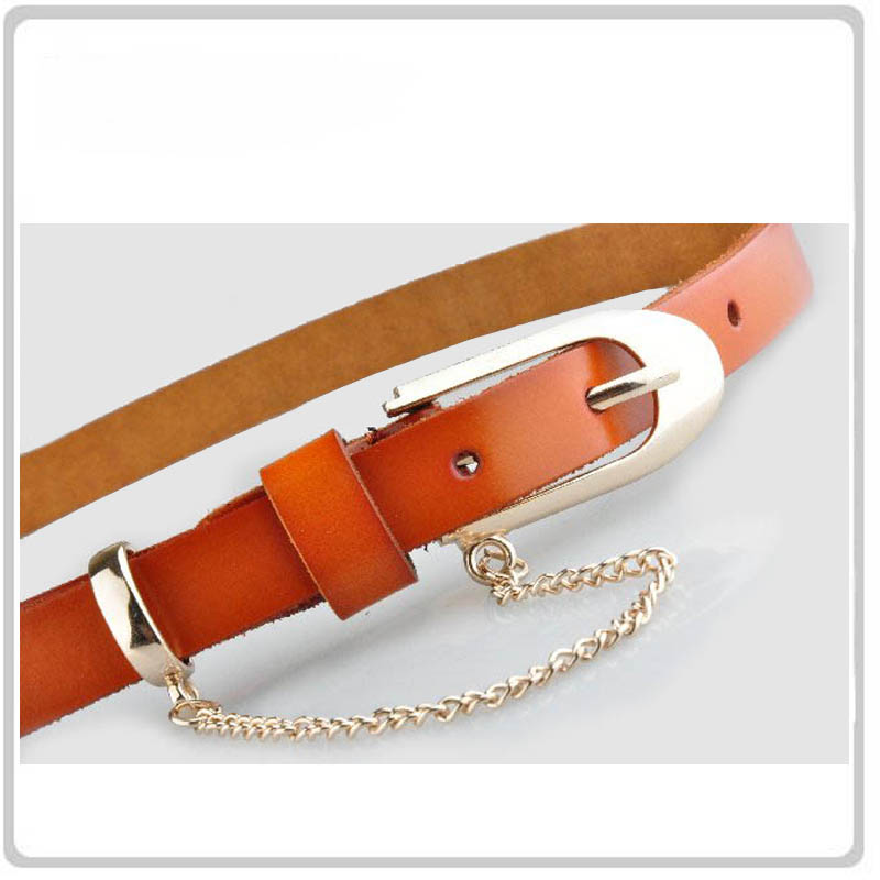 Free Shipping Dora fashion rose gold chain women's belt white collar all-match genuine leather strap