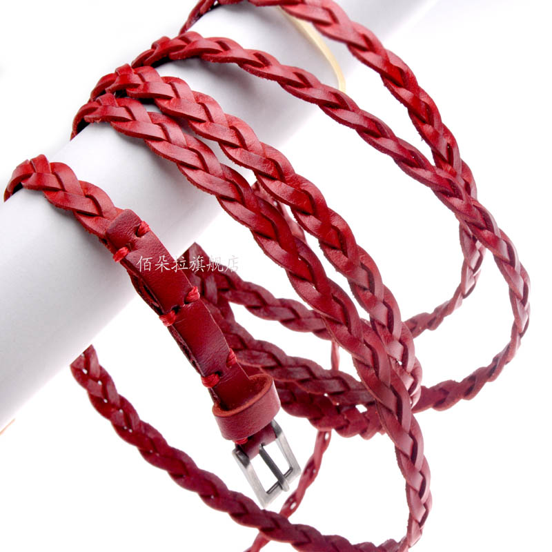 Free Shipping Dora ring knitted is genuine leather ! genuine leather women's strap thin belt