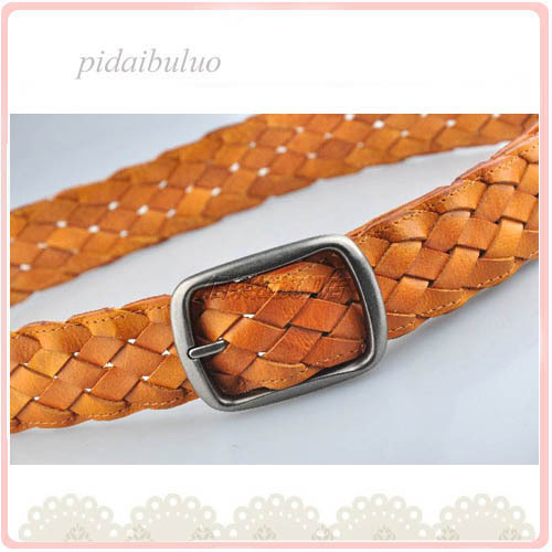Free Shipping Dora the first layer of cowhide delicate knitted retro finishing women's genuine leather strap cowhide belt