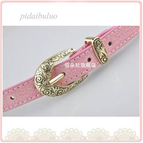 Free Shipping Dora vintage stencilling buckle genuine leather pigskin strap genuine leather women's all-match small belt