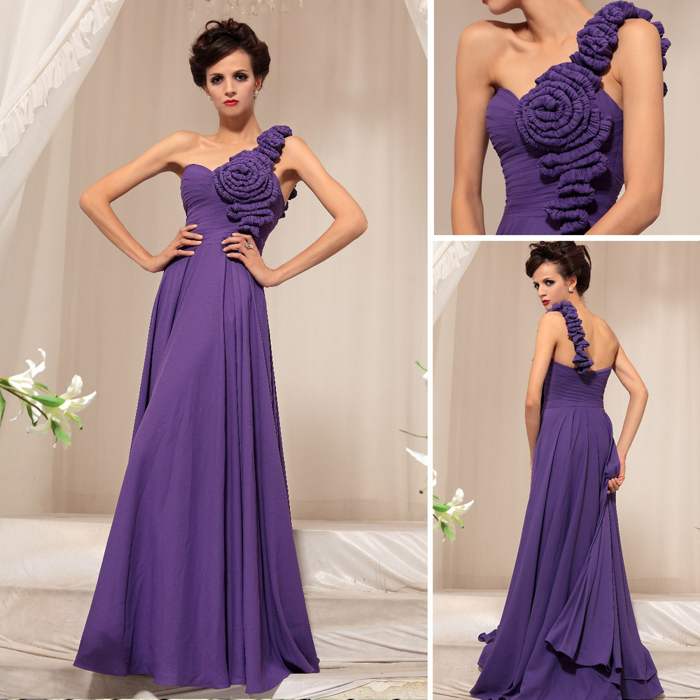 Free shipping DORISQUEEN 2013 new hot ruffle flower long evening gowns dress purple formal prom party gown dresses 30745