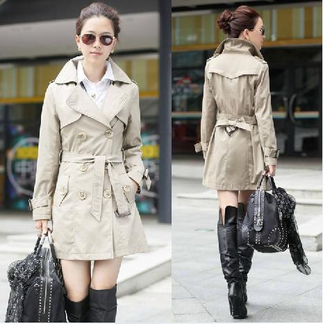 Free shipping double-breasted Slim women spring and autumn trench#Y338