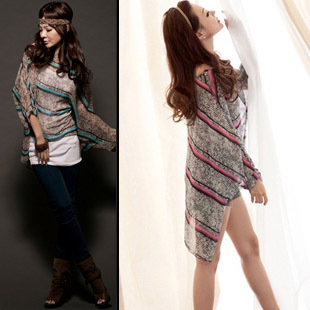 Free shipping, Double e 10732 wide stone color translucidus chiffon plus size top 100 ,14