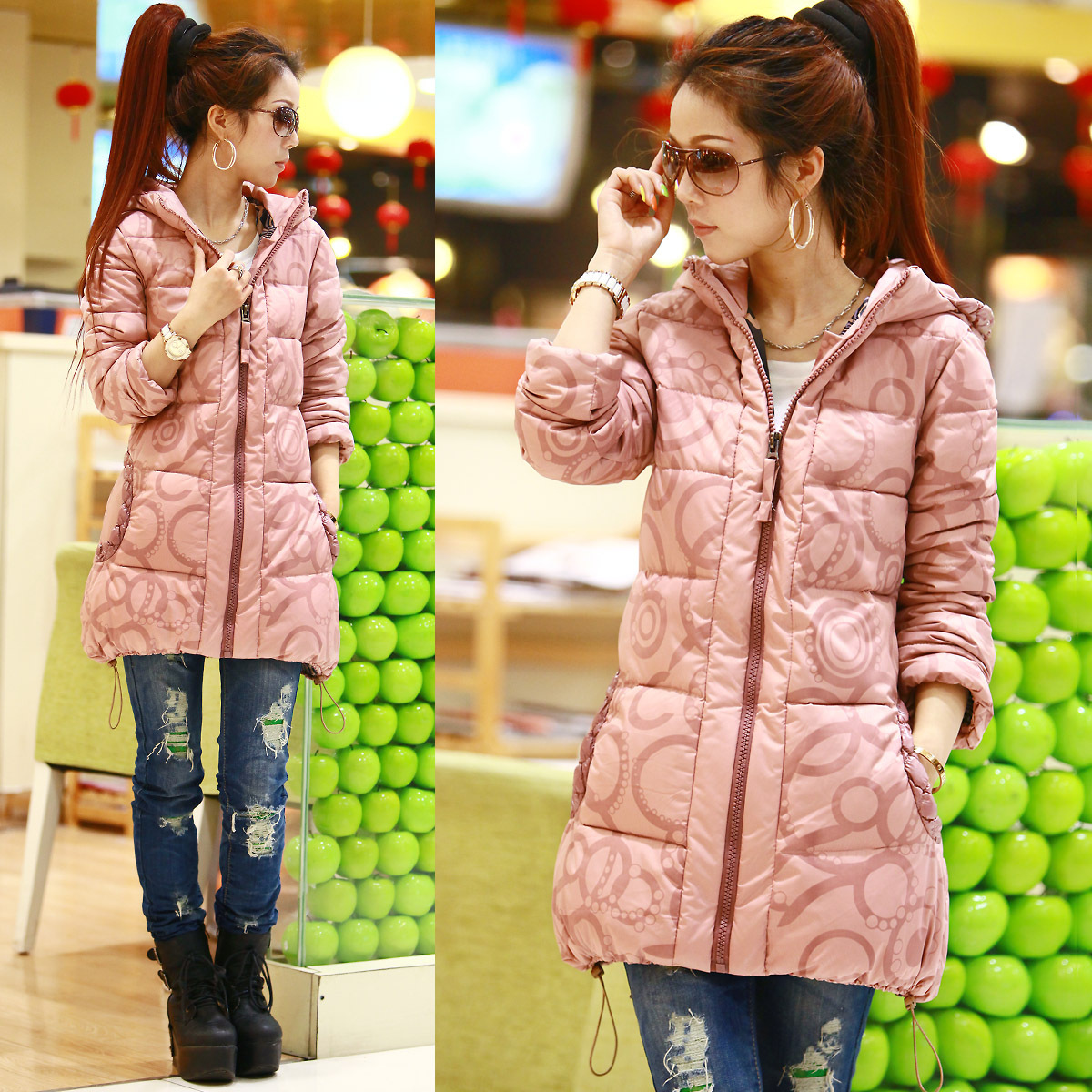 Free shipping Down coat female medium-long  down coat winter wadded jacket outerwear female