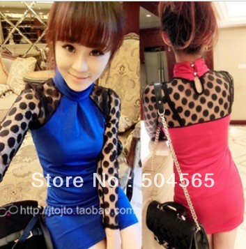 Free Shipping DR-028 Club Clothing Sexy Lace Dot Design Dress For Women Casual Tight Dresses Fashion Tops Winter Wear