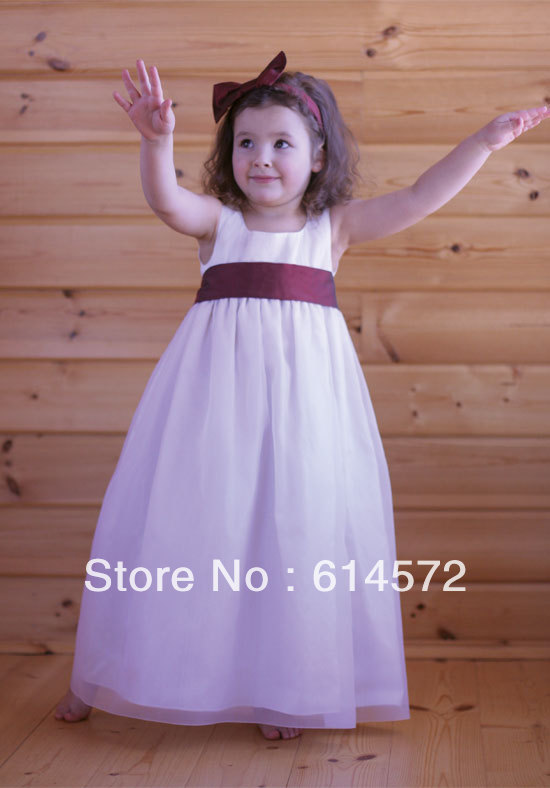 Free Shipping Dress features silk lining. Available with various necklines and sleeve length Flower Girl Dresses