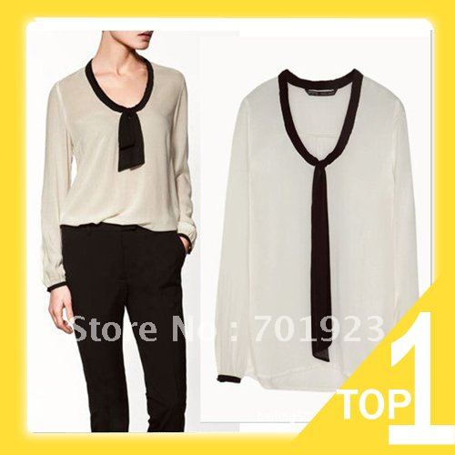 Free shipping/Drop shipping 2012 Europe Fashion Style Women's Chiffon Longsleeve Shirt Y3740