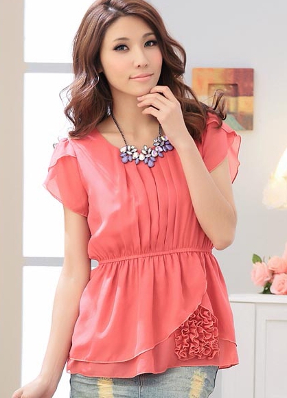 Free Shipping  Drop Shipping 2013 Women Short-Sleeve Chiffon blouses,Big Size shirt for women  XL XXL XXXL XXXXL