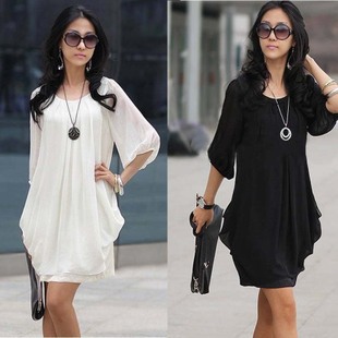 Free Shipping/Drop shipping/Lotus leaf/lantern sleeve/snow spins /dress/miniskirt/chiffon/RG1203209
