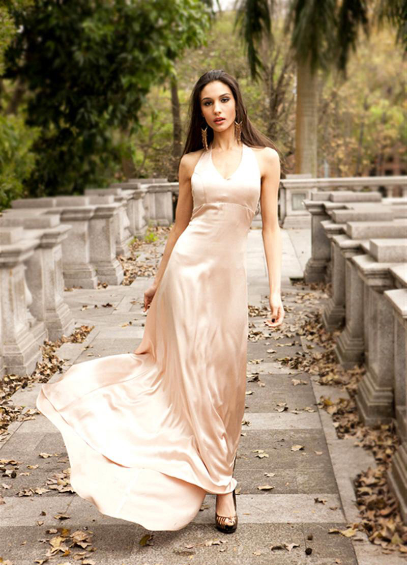 free shipping drop shipping summer party sexy sweety fashion slim satin sleeveless women's Casual halter long dress E1118721