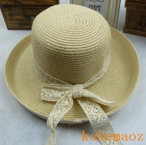 free shipping Dual fresh large brim hat vintage roll-up hem big strawhat wide brim hat sunbonnet sun hat summer female