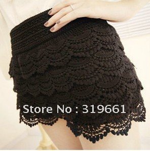 Free shipping EAST OU  cotton multilayer bud silk hollow out hook flower shorts pure color safety pants skirts pants