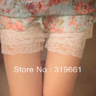 free shipping east ou women's Lace  patchwork plus size safety short Three layers of lace Wholesale and retail