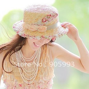 FREE SHIPPING.easy carry.foldable sun hat,beach hat.6pcs/lot fashion sunhat.