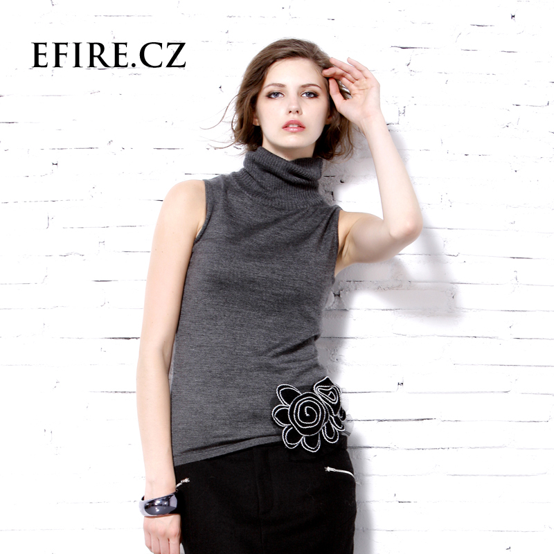 Free shipping Efirecz simple elegant all-match turtleneck wool sweater vest basic shirt spring and autumn