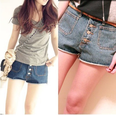 Free shipping ELAND 61x fashion wind all-match buckle denim shorts