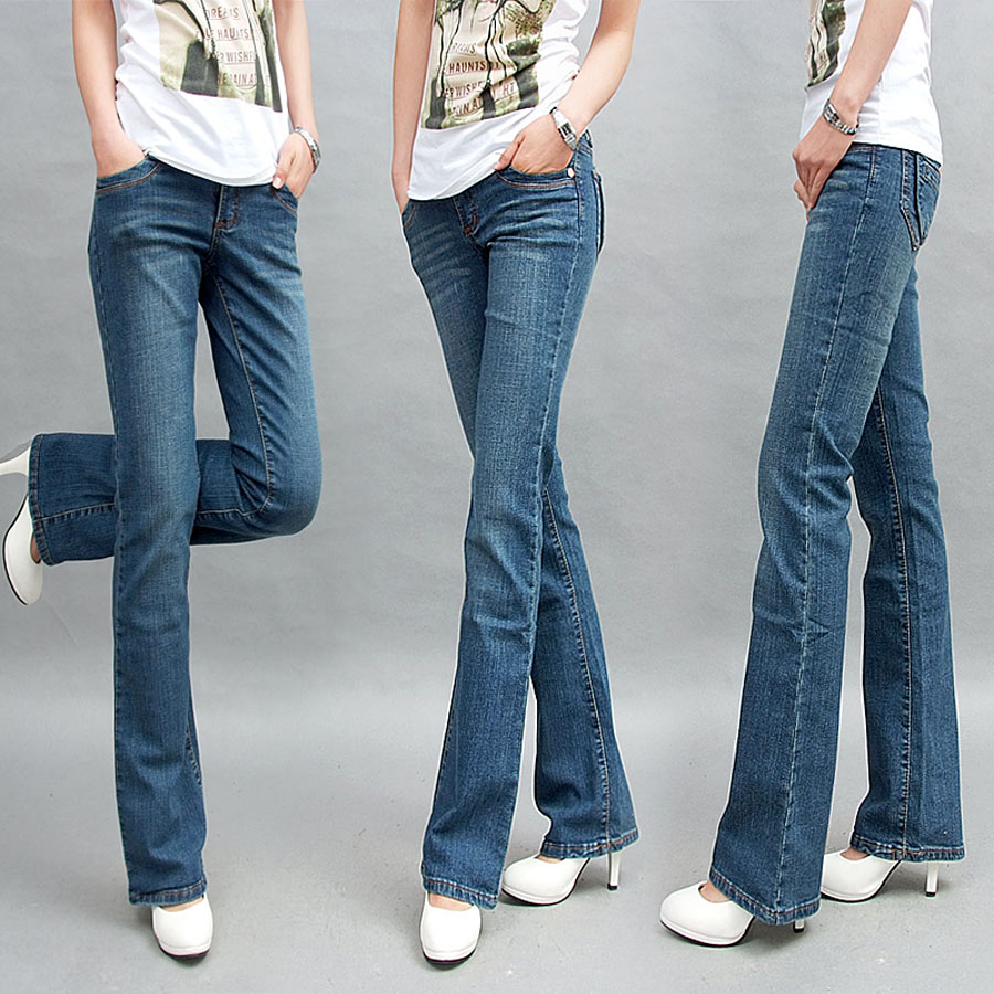 Free shipping Elastic jeans female boot cut butt-lifting plus size denim speaker formal pants