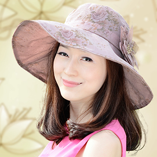 Free Shipping Electric bicycle sun-shading hat women's summer sun hat sun hat vintage flower anti-uv a070