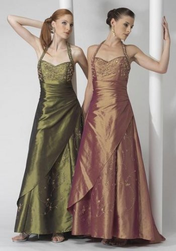 Free shipping Elegant A-line halter top floor length taffeta appliques Prom Dress Style  /Formal dress 183