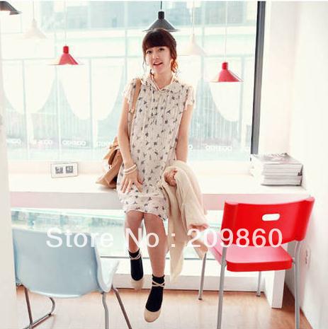 Free shipping ! Elegant ballet of new pregnant women dress Korean short-sleeved chiffon dress 8920