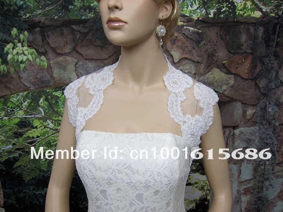 Free Shipping Elegant Bridal Sleeveless Lace Bolero Back Transparent / See Through Sexy Wraps White Ivory Wedding Jackets 2013