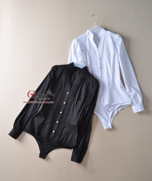 free shipping  Elegant fashion orgnan pleasureful elastic women's slim stand collar long-sleeve one piece shirt cs-509