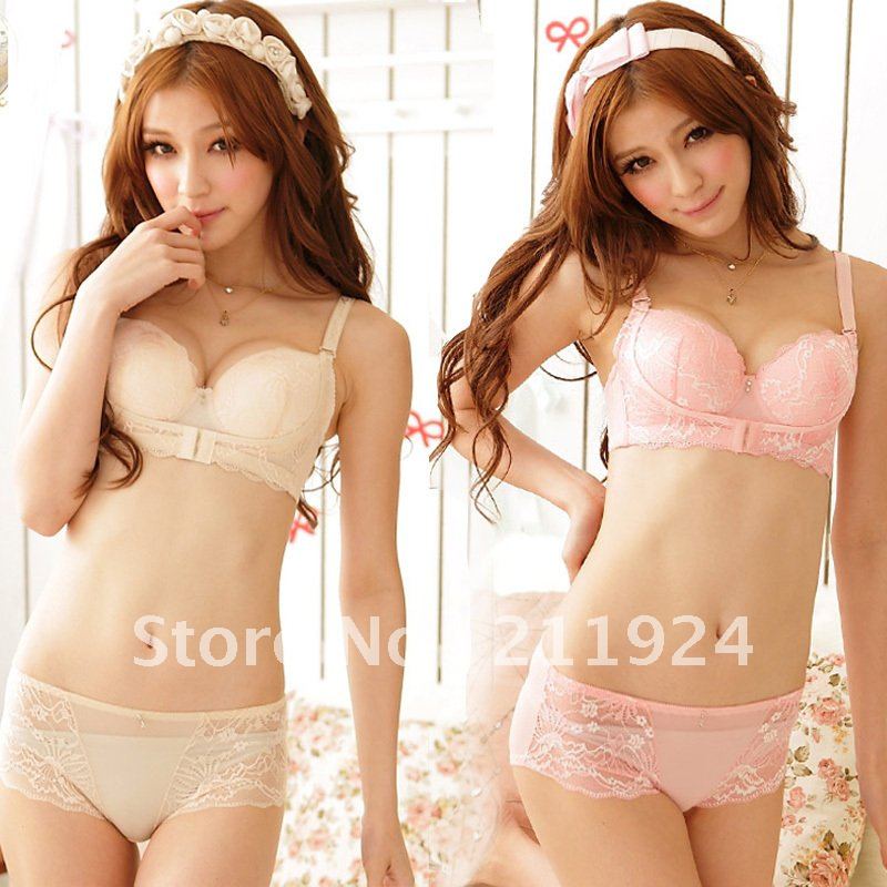 Free shipping  elegant front button women's small sexy push up adjustable underwear bra set 9018