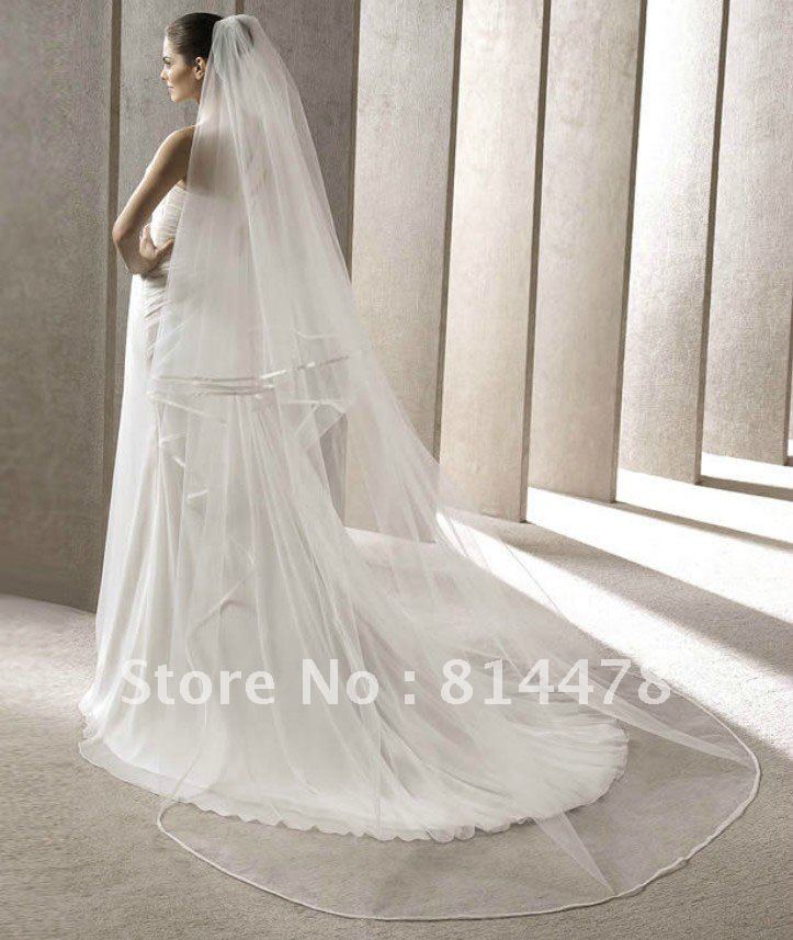 Free shipping elegant high quality custom made 2012 long wedding veils