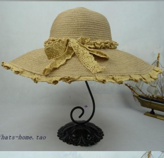 free shipping Elegant lace bow summer hat strawhat