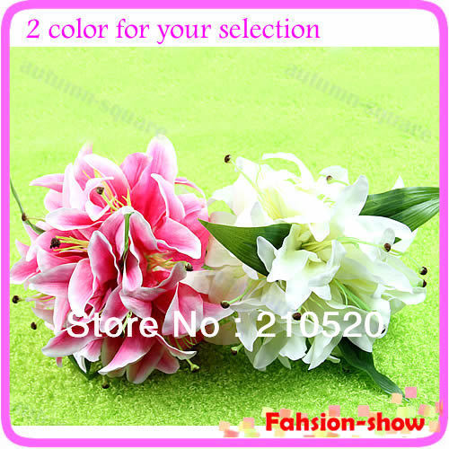 Free Shipping Elegant Lily Bridal Holding Decor Flower Bouquet Bridesmaid Wedding Favor White/Pink