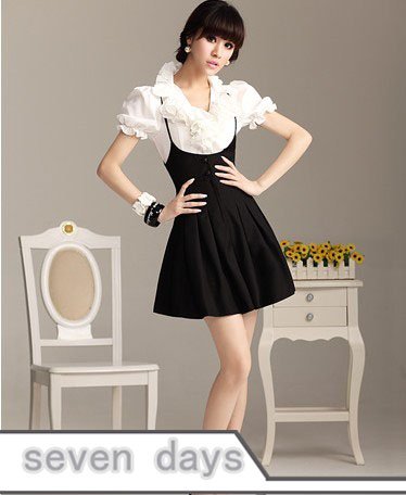 Free Shipping Elegant Silk Lotus Leaf Short Sleeve Bubble Shirt WL021508