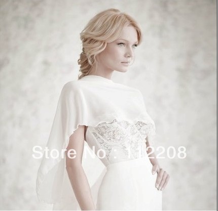 Free Shipping Elegant White Chiffon Wedding Bridal Wraps/ Shawl