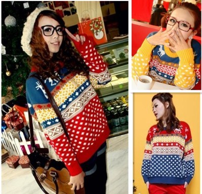 Free shipping,elizabethans onta candy color block loose o-neck pullover sweater ,wholesale/retail