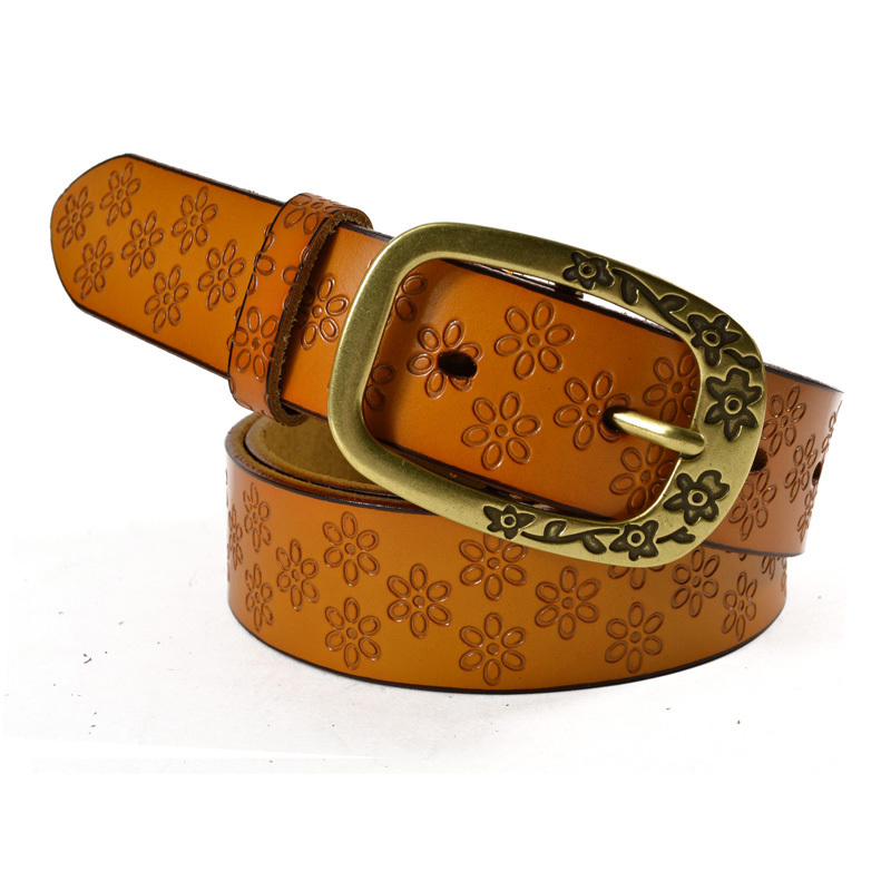 Free Shipping Embossed women's cowhide belt female fashion women's genuine leather strap female wide belt np