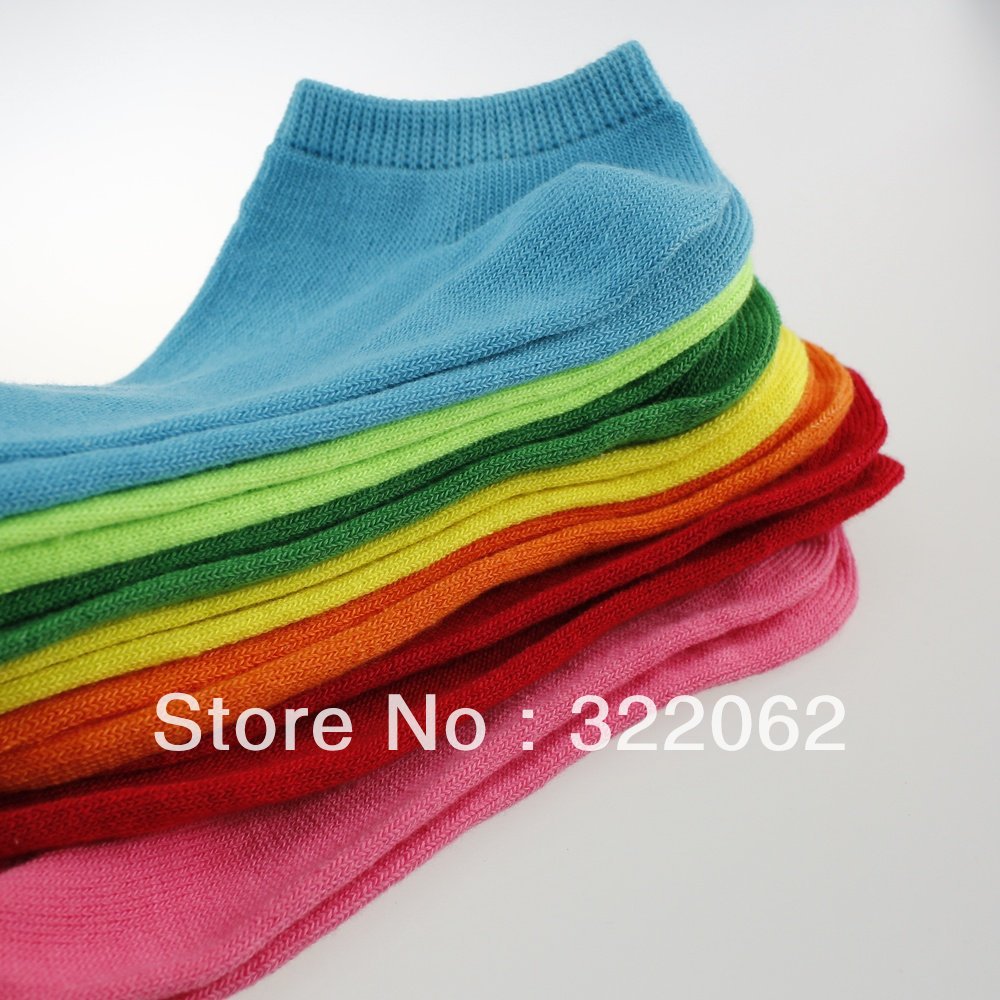 Free Shipping EMS 200 pairs Candy Colors 100% Cotton Womens Fashion Low Cut Ankle Crew Slipper Socks