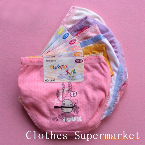 Free shipping EMS/DHL Children Cotton jersey Underwear Panties Baby briefs Girls Clothing 110-160cm 20pcs/lot MIX COLOR