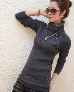 free shipping ems Grow a warm sweater turtle neck render unlined upper garment upset sweater