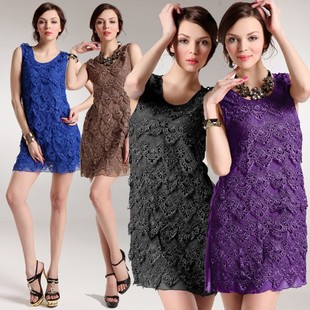 Free Shipping Europe and America dress women, 2013 brand new evening dress, black lace dress for women LM6009LS